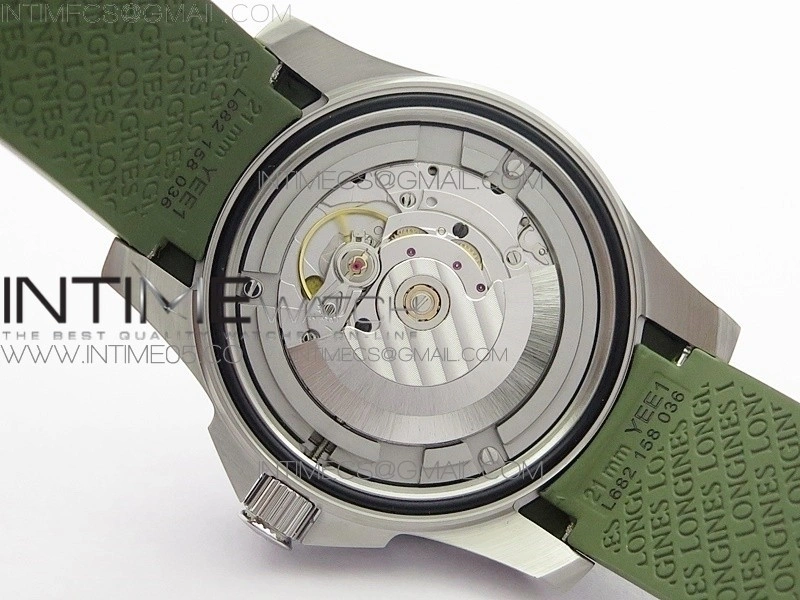 Conquest L3.840.4.56.6 Real Ceramic Bezel SS ZF 1:1 Best Edition Green dial On Green Rubber Strap A2824